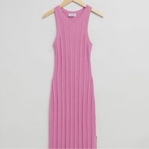 Pink ribbed tank midi dress from & Other Stories, size small